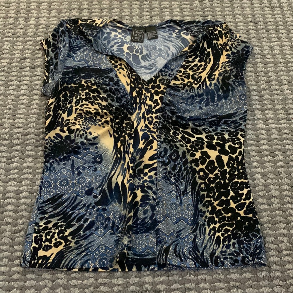 Sexy leopard blue yellow top